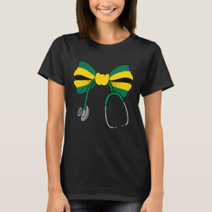 Camiseta Enfermeira Coquete Jamaicana Laço Bandeira da Jama