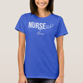 Camiseta Enfermeira Coração Estetoscópio Minimalista Vida d