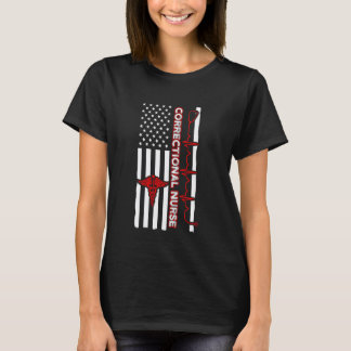 Camiseta Enfermeira Correcional Bandeira Dos EUA Enfermagem