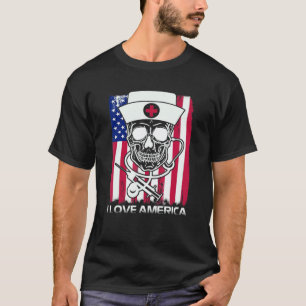 Camiseta Enfermeira Crânio Tendência Quente Enfermeira