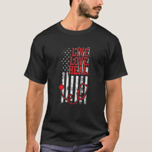 Camiseta Enfermeira Curva de Amor ao Vivo Setoscópio Enferm
