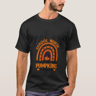 Camiseta Enfermeira da escola feminina Cutest Pumpkins Rain