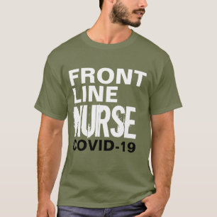 Camiseta Enfermeira da Frontline Covid 19 Tipografia de Cor
