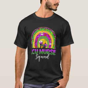Camiseta Enfermeira da UTI Mardi Gras Máscara e Miçanga E