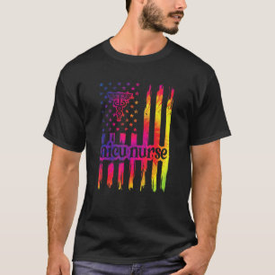 Camiseta Enfermeira da UTI Neonatal Bandeira dos EUA Unidad