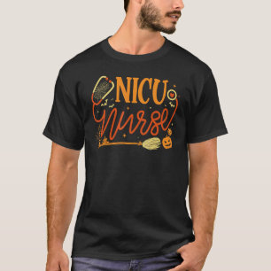 Camiseta Enfermeira da UTI Neonatal no Halloween Vassoura d