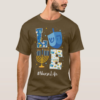 Camiseta Enfermeira de Amor Hanukkah Enfermeiras judaicas C
