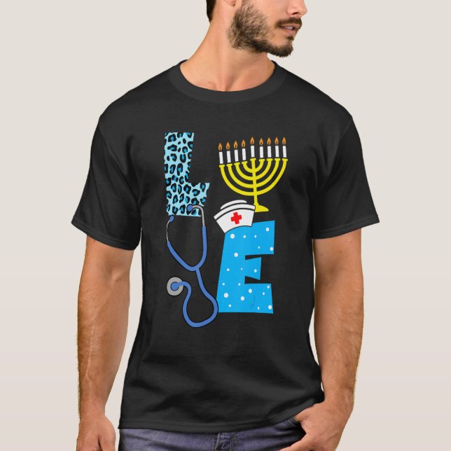 Camiseta Enfermeira de Amor Hanukkah Enfermeiras Judias Cha (Frente)