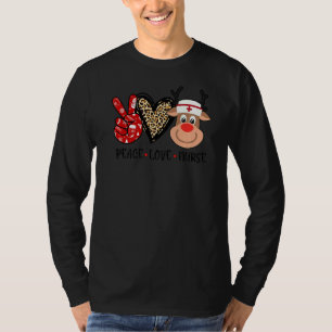 Camiseta Enfermeira de Amor pela Paz Reindeer Merry Xmas Ch