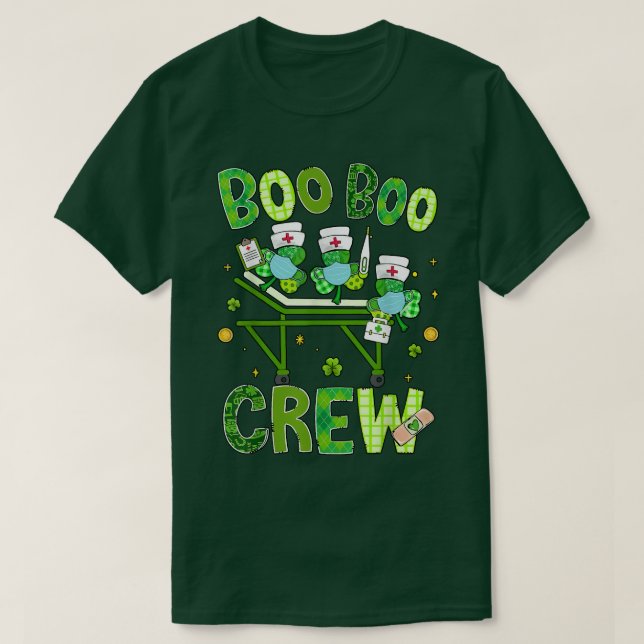 Camiseta Enfermeira de Boo Boo Enfermeira Dia de São Patríc (Frente do Design)
