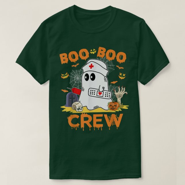 Camiseta Enfermeira de Boo Boo Enfermeira Fantasma Engraçad (Frente do Design)