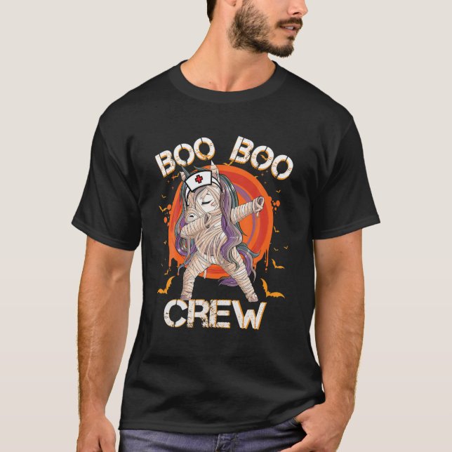 Camiseta Enfermeira de Boo Boo Mummy Unicorn Halloween Cust (Frente)
