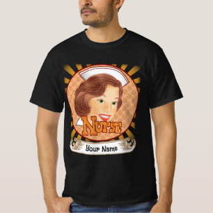 Camiseta Enfermeira de cabelo castanho