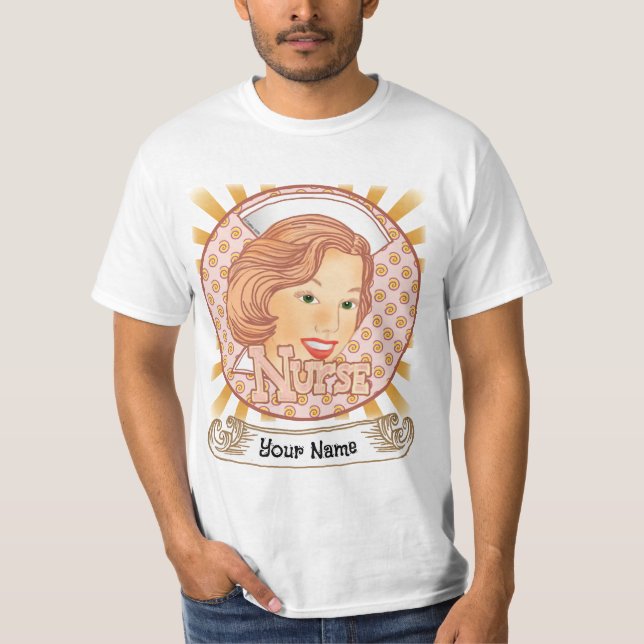 Camiseta Enfermeira de cabelos castanhos-claros (Frente)
