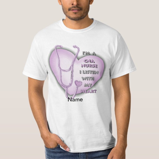 Camiseta Enfermeira de CNA de Coração Roxo (Frente)