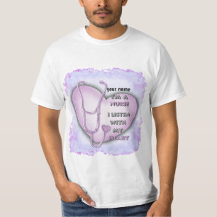 Camiseta Enfermeira de coração roxo