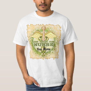 Camiseta Enfermeira de Cuidados Domiciliares Gold Caduceu