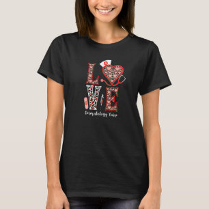 Camiseta Enfermeira de Dermatologia Amor Estetoscópio Coraç