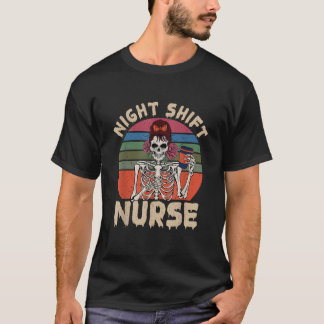Camiseta Enfermeira de Desvio Noturno Enfermeira Skeleton H