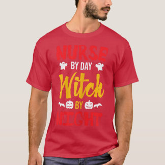 Camiseta Enfermeira de dia, bruxa de Dia de as Bruxas engra