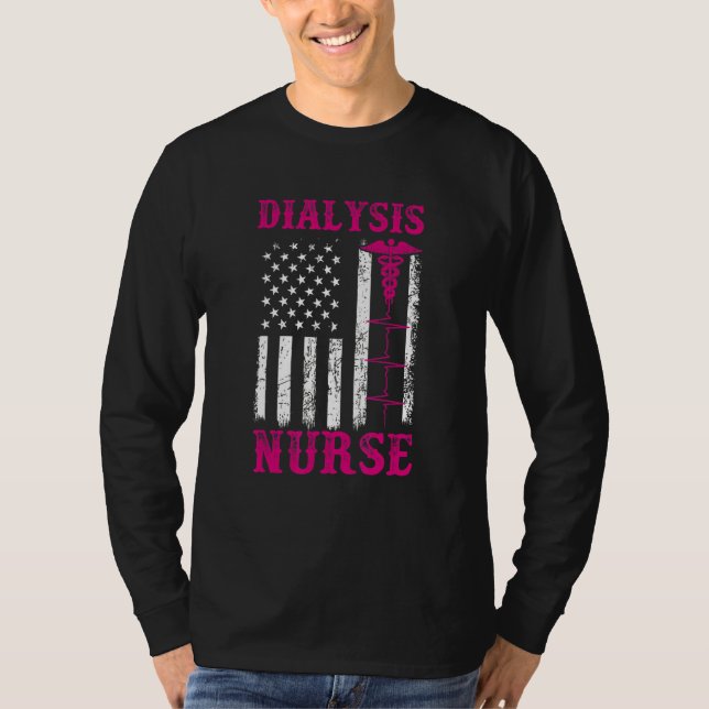 Camiseta Enfermeira de diálise American Flag Technician (Frente)