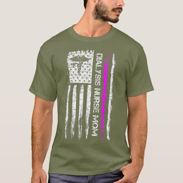 Camiseta Enfermeira de diálise de bandeiras norte-americana (Frente)
