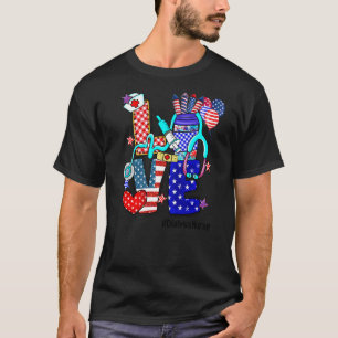 Camiseta Enfermeira de diálise do amor Stethoscope Firework