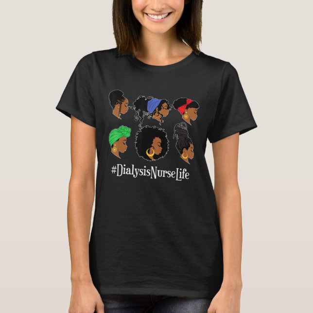 Camiseta Enfermeira de diálise, mulher afro-americana Nephr (Frente)