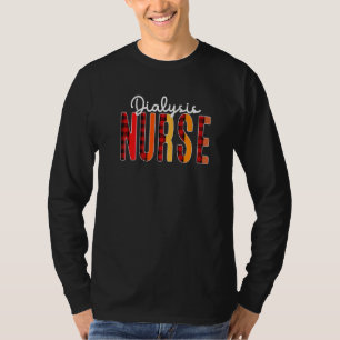 Camiseta Enfermeira de diálise Xadrez Vermelho Amor Coração