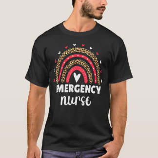 Camiseta Enfermeira de emergência Leopard Rainbow Rn Women