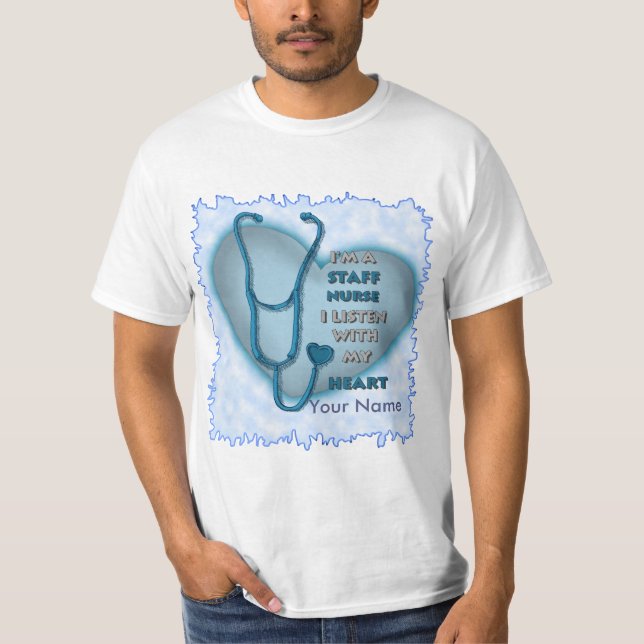 Camiseta Enfermeira de Equipe Coração Azul (Frente)