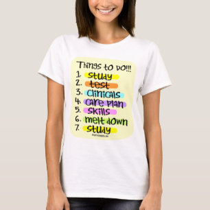 Camiseta Enfermeira de estudante para fazer a lista