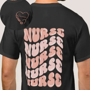 Camiseta Enfermeira de Groovy Rosa Personalizada