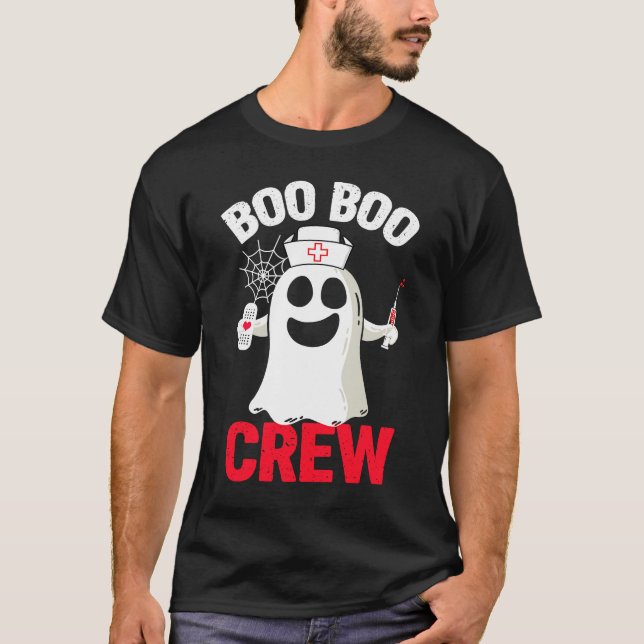 Camiseta Enfermeira de Halloween Boo Costume Men Boo Boo Cr (Frente)