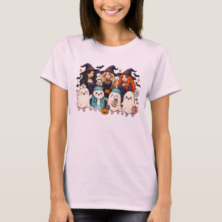 Camiseta Enfermeira de Halloween Fofa Fantasmas, Bruxas & C