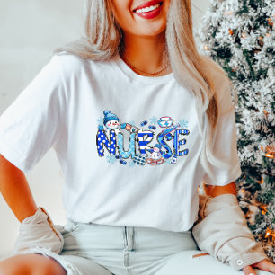 Camiseta Enfermeira de inverno com flocos de neve