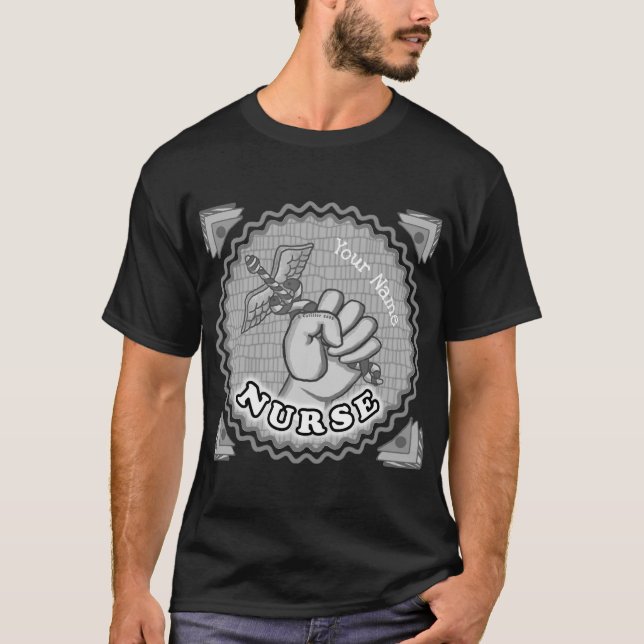 Camiseta enfermeira de mão Caduceus (Frente)