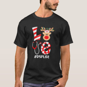 Camiseta Enfermeira de Natal Amor Dsp Vida Papai Noel Rena