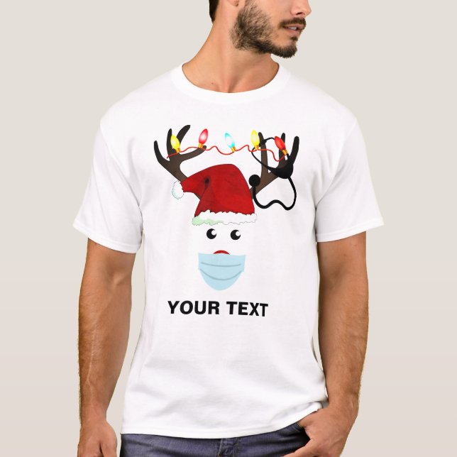 Camiseta Enfermeira de Natal com estetoscópio (Frente)