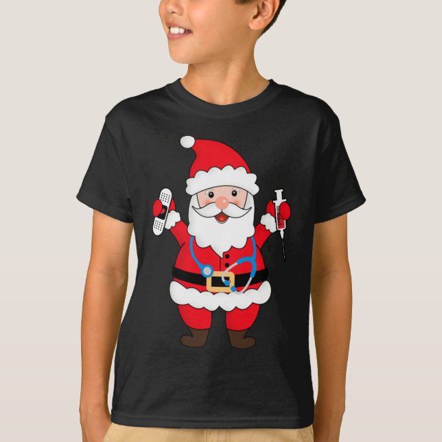 Camiseta Enfermeira de Natal com Stethoscope e s (Frente)