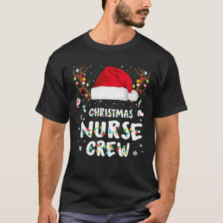 Camiseta Enfermeira de Natal Crew Santa Hat Reindeer Feliz 