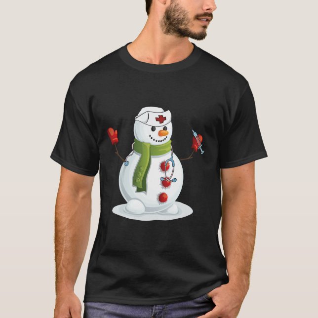 Camiseta Enfermeira de Natal divertida Enfermeira-Neve Rn R (Frente)
