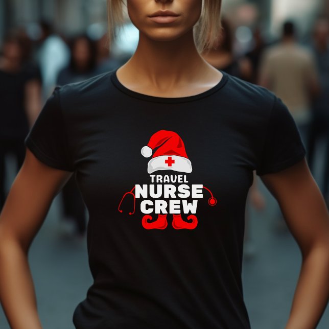 Camiseta Enfermeira de Natal Enfermeira Viagem de Elf Bonit (Criador carregado)