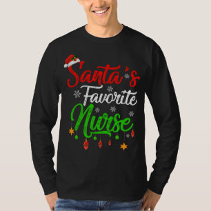 Camiseta Enfermeira de Natal favorita dos Papais noeis Xmas