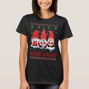 Camiseta Enfermeira de Natal Feia Gnomos Santa Hat Corações