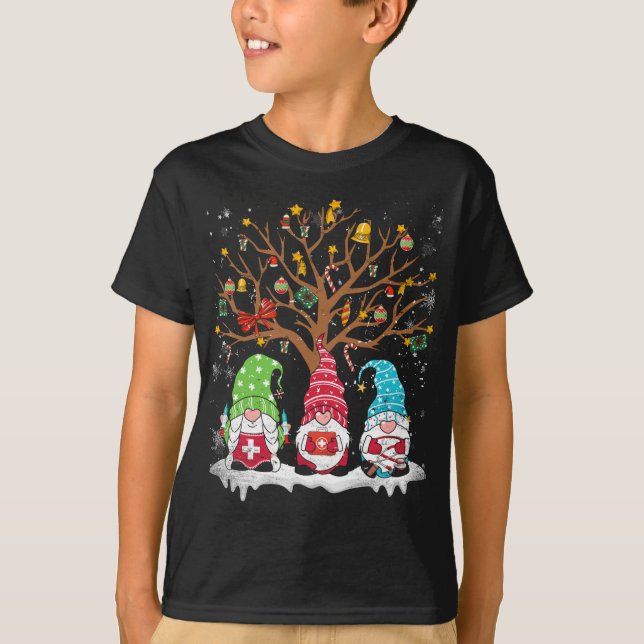 Camiseta Enfermeira de Natal Gnomos Enfermeira de Natal (Frente)