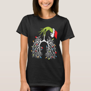 Camiseta Enfermeira de Natal Lung Xmas Luz Engraçada Pulmon