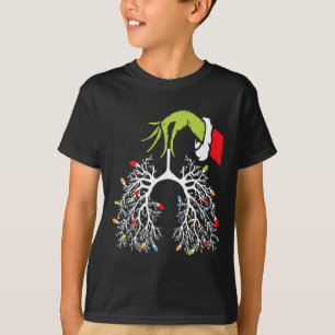 Camiseta Enfermeira de Natal Lung Xmas Luz Engraçada Pulmon