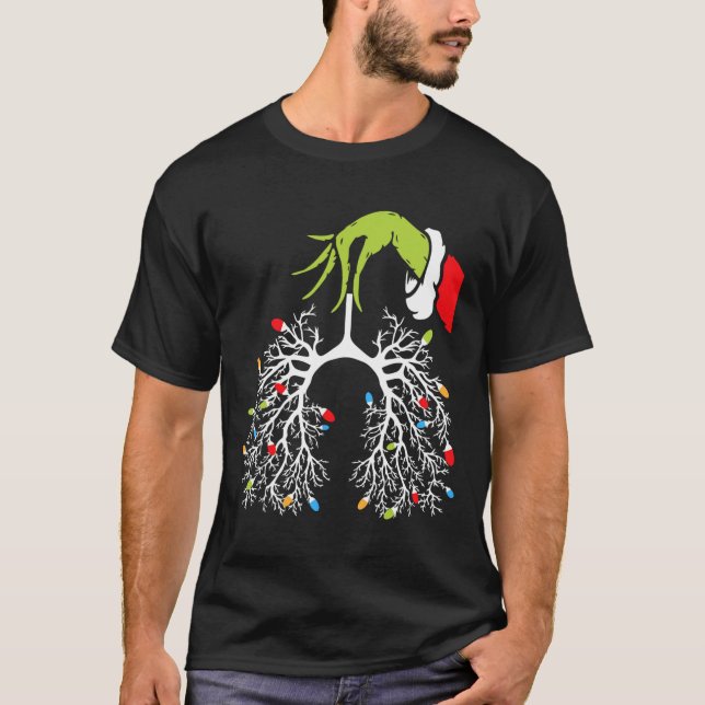 Camiseta Enfermeira de Natal Lung Xmas Luz Engraçada Pulmon (Frente)