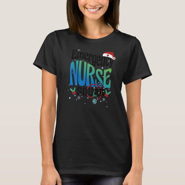 Camiseta Enfermeira de Natal Médica Emergência EMT de Steth (Frente)